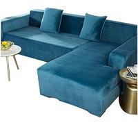 Elastic Velvet Sofa Cover for LShaped Modular Sofa 1/2/3/4 Seater with Left/Right Armrest Fits 235300 cm Stylish Protector (Color: K)