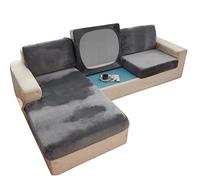 Elastic Velvet Sofa Cover Light Gray 3-Seat Replacement Cushion Stylish Home Decor Easy to Clean Premium Stretch Fabric Perfect for Living Room Makeover