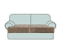 Elastic Velvet Sofa Cover Set, 2-Piece Armchair & Single Sofa Slipcovers with Elastic, Stretchable Furniture Protector, White Color, Perfect for Home Decor