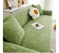 Elastic Velvet Sofa Slipcover1Piece Universal Stretch Couch Cover for LShaped 15 SeaterWashable Furniture Protector for Living Room (Green 3Seater)