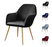 Elastic Velvet Wingback Chair Cover - Set of 1-6 Curved Armchair Slipcovers for Dining Room Kitchen & Hotel - Black (1 Piece)