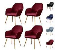 Elastic Velvet Wingback Chair Covers - Set of 1-6 Curved Back Armchair Slipcovers for Dining Room Kitchen Hotel Decor - Red (4 Pieces)