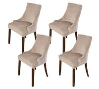 Elastic Velvet Wingback Side Chair Covers, Set of 1 Thick Dining Chair Covers Removable Washable Arm Chair Protector Cover-Gold-Set of 1(Kaki,Lot de 4)