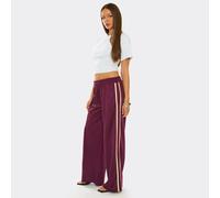 Elastic Waist Contrast Side Stripe Detail Joggers In Plum, Women's Size UK 12