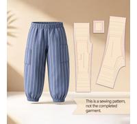 Elastic Waist Jogger Pants Sewing Pattern, Side Patch Pocket Loose Bloomers 1:1 Paper Template, Illustrated Sewing Guide, Finished Pants Not Included