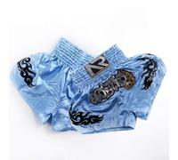 Elastic Waist Kick Boxing Shorts for Unisex MMA and Muay Thai Training, Breathable Fiber Blend (M Light Blue)