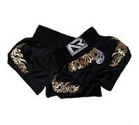 Elastic Waist Kick Boxing Shorts for Unisex MMA and Muay Thai Training, Breathable Fiber Blend (S Black)