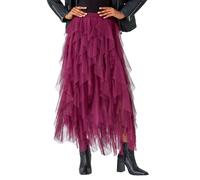 Roman Originals Women Elasticated Mesh Layered Skirt - Ladies Spring Everyday Summer Evening Vacation Work Holiday Long Sleeve Smart Casual - Wine - Size 16