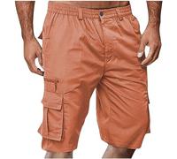 Elastic Waist Shorts for Men Mens Cargo Shorts Relaxed Fit Summer Elasticated Waist Knee Length Golf Bermuda Short with Multi Pockets Outdoor Lightweight Work Combat Hiking Trousers Jogging Bottoms