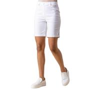 Elastic Waist Turn Up Stretch Shorts Roman White 10