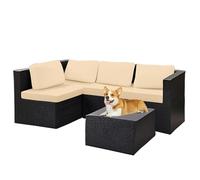 Elastic Waterproof Sofa Cushion CoversStretch Fit Slipcovers for 1/2/3 Seater Garden Furniture Rattan Outdoor Bench CushionsBeige Set of 4