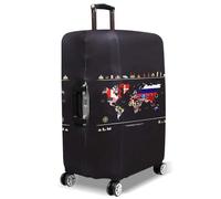 Elastic & Wear-resistant Travel Suitcase Protective Cover, Scratch-Resistant Luggage Protective Cover, Luggage Cover with World Map Pattern, Suiltcase Cover for Secure Hold, black, 22-24 zoll, world