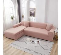 Elastic White Sofa Covers for Living Room L Shaped Couch Slipcovers 1/2/3/4 Seater Chaise Longue Chair Protector Flesh Pink Fits 145 185cm 1pc 2 Seat