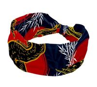 Elastic Womens Headbands Chinese Black Golden Dragon Red Sun Wide Hairband Non-Slip Headband Sweatband Yoga Head Band for Workout, Gym, Running, Fitness, Sport