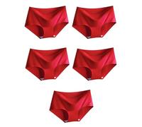 Elastic Womens Ice Silky Underwear Seamless Panties Low Waist Ladies Hipster Briefs Pack of 5 (UK, Numeric, 6, 8, Regular, Regular, Red)
