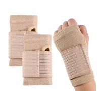 Elastic Wrist Support with Strap, 1 Pair Wrist Brace, Adjustable Wrist Compression, Relieves Wrist Pain, Tendonitis, Sports Use for Men and Women, Right & Left, Flesh-Colored, 15 CM