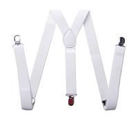 Elasticated Adjustable Braces Fancy Dress Accessory Red White Or Black 4cm Wide (White)