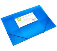 Elasticated File Q-Connect Pp A4 400 Micron 3 Flaps Transparent Blue