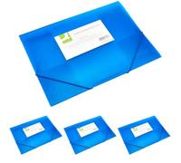 Elasticated File Q-CONNECT PP A4 400 Micron 3 Flaps Transparent Blue/Document Archiving/Type-3-flap/Kind-with Eraser/Index-N.a. / Pockets-N.a. / Material-PP/Dividers-N.a. / Coating-N.a. (Pack of 4)