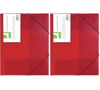 Elasticated File Q-CONNECT PP A4 400 Micron 3 Flaps Transparent Red/Document Archiving/Type-3-flap/Kind-with Eraser/Index-N.a. / Pockets-N.a. / Material-PP/Dividers-N.a. / Coating-N.a. (Pack of 2)