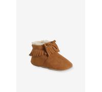 Elasticated, Lined Slippers in Soft Leather for Babies set brown