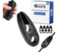 Elasticated rubber tensioner set, 5 pack, 600 x Ø 4 mm cord with matching cord clamps, in black, luggage tensioner for warning sign Italy, Spain, Portugal, tensioning strap bicycle rack, caravan
