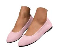 Elasticated Sandals - Women's Pointed Toe Ballet Flats, Suede Effect Low Cut Slip On Flat Pumps, Large Size Ladies Office Work Shoes for Smart Casual Daily Wear