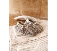 Elasticated, Soft Leather Slip-Ons for Babies printed beige