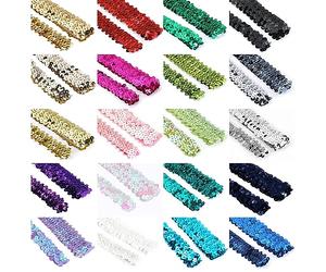Elasticated Stretch Sequin Trimming 2cm and 3cms Wide 20 Metallic Colors Trim Craft Ribbon for Costume Dressmaking Cocktail Wear,Decoration Embellishment Stretches [Lavender Quartz, 10 Yard (2 Line)]