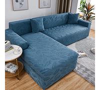 Elasticized Corner Sofa Cover with Ottoman Universal Fit for Most Sofas Seasonal 3 Seater Protector (Peacock Blue 190 230cm)