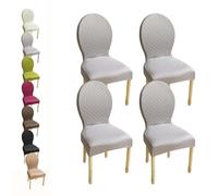 Elasticized Dining Chair Covers Set of 4/6, Round Back Stretchable Chair Slipcovers for Wooden Dining Room Chairs, Oval Back, Small/Medium/Large, Perfect for Kitchen Decor
