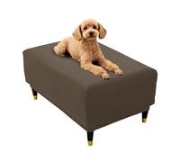 Elasticized Khaki Square Pouf Cover with 2 Str - Slish & Ottoman Protector for Home Decor, Fur Upgrade, and Living Room tials - 1pc L