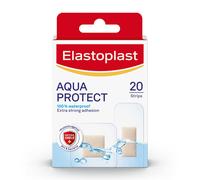Elastoplast Aqua Protect Plasters (20 Strips), 100% Waterproof for Swimming/Bathing, Strong Adhesion non-stick Wound Pad, Flexible