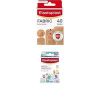 Elastoplast Extra Flexible Fabric Plaster Strips (40 Pieces) & Elastoplast Aqua Protect Kids Plasters (20 Strips)