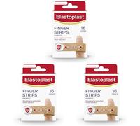Elastoplast Extra Flexible Finger Strip Plasters (16 Plasters), Flexible and Durable Everyday Plasters for Fingers, Stretchy Fabric Plasters, Waterproof Plaster, Extra-long Plaster for Better Hold, Tan