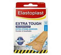 Elastoplast Extra Tough Waterproof Fabric Plaster Strips 1 Pack (12 Strips Per Pack) Tough and Durable Fabric Plasters, Breathable, Strong Adhesion, Waterproof Technology, Tan