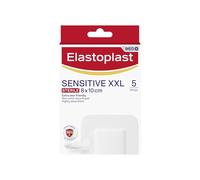 Elastoplast Sensitive XXL Med+ Dressings (5 Plasters), Pack of First Aid Plasters, Larger Everyday Plasters for Post-Operative Wounds, Skin-Friendly Sterile Dressings for Wounds, 0% Latex, Clear