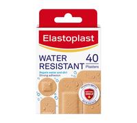 Elastoplast Water Resistant Plasters (40 Pieces), Dirt and Water Resistant Strip Plasters, Waterproof Plasters, Strong Adhesion, All-Purpose First Aid Plasters, Various Sized Plasters, Tan
