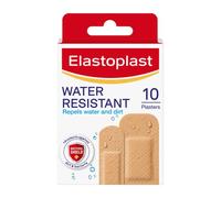 Elastoplast Water Resistant Plastic Plasters (10 x 10 Strips), Dirt and Water-Resistant, Waterproof, First Aid, Strong and Breathable, Strong Adhesion, Tan