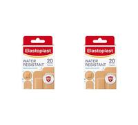 Elastoplast Water Resistant Plastic Plasters (20 Plasters), Dirt and Water-Resistant Plasters, Plasters Waterproof, First Aid Plasters, Strong Adhesion with Non-Stick Wound Pad, Breathable Material, Tan