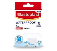 Elastoplast Waterproof XL Med+ Dressings (5 Pieces), Pack of First Aid Plasters, Large Plasters for Post-Operative Wounds, Waterproof Sterile Dressing for Wounds, 0% Latex, Flexible Material, Clear