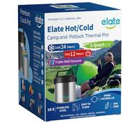 Elate 2-Quart/64oz Camp Crock Thermos Wide-Mouth Thermal Container | Hot/Cold Food, Stainless Steel Vacuum-Insulated Jar, Portable Lunch Pot