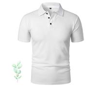 Elavure - The Polo Shirt, Men's Mesh Ice Silk Textured Collared Short Sleeve Polo Quick Dry Casual Workout Tshirt (White,XL)