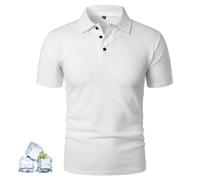 Elavure - The Polo Shirt Men's Short Sleeve Solid Quick Dry Mens Polo Shirts Wrinkle-Free Textured Slim Fit Mesh T-Shirt (White,M)