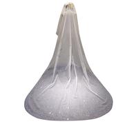 ELAWBTY 1 T Plain Glitter Tulle Veil Long Wedding Bridal Veil F47, Ivory, Chapel length 93"(235cm)