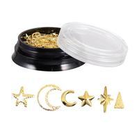 ELAYARD 1 Box Alloy Nail Charms Stars Moon Sequins for Nail Art DIY Gold Hollow Glitter Accessories for Manicure and Crafting