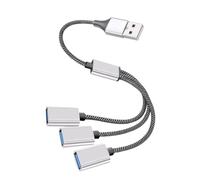 ELAYARD 1 Male to 3 Female USB Hub Splitter Cable 5v/2a Max Silver Aluminum Alloy Nylon Multi-function with Short Circuit and High Temperature Protection Small Practical Design for Laptop