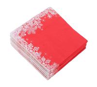 ELAYARD 100pcs Disposable Christmas Party Napkins with Red Background and White Snowflake Pattern Durable Absorbent Paper Dinner Napkins for Holiday Table Decorations and Winter Cocktail