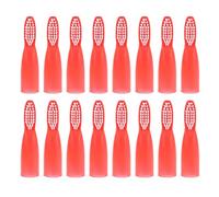 ELAYARD 100Pcs Red Safety Finger Toothbrushes with Extra Soft Bristles for Adults - Mini Soft-Bristled Prison Teeth Brushes, Institutional Oral Care Supplies, On-The-Go Finger Tip