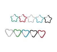 ELAYARD 10pcs Aluminum Star and Heart Shaped Carabiner Keychain Clips Metal Snap Hook Buckles for DIY Crafts Bag Purse Backpack Accessories Key Holder Organizer in Silver Black Red Green